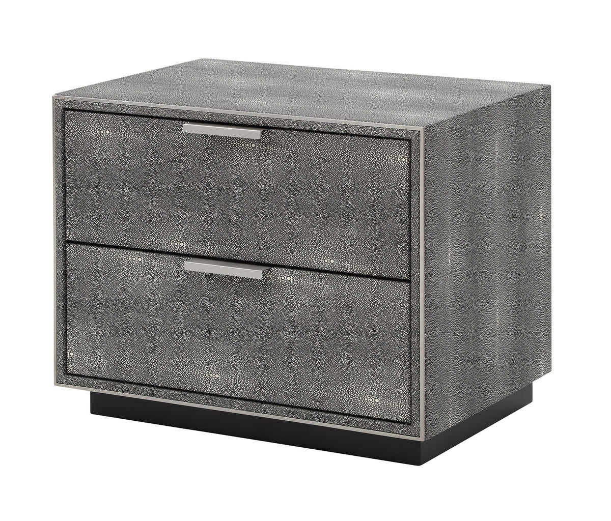 Modrest Dynasty Modern Shagreen Two Drawer Nightstand Model VGVCN2108-2-GRY-NS