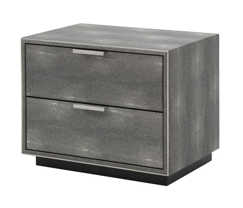 Modrest Dynasty Modern Shagreen Two Drawer Nightstand Model VGVCN2108-2-GRY-NS