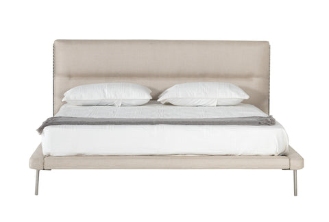 Modrest Bergeron Contemporary Cream Woven Fabric Bed Model VGODZW-20107-WHT-BED