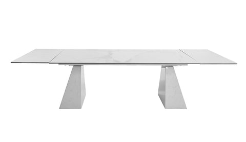 Modrest Latrobe Modern White Ceramic Quartz 118" Extendable Dining Table Model VGYFDT8765-5C-WHT-DT