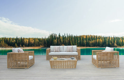 Renava Ko Tao Outdoor Beige & Wicker Sofa Model VGATRASF-054-SOFA