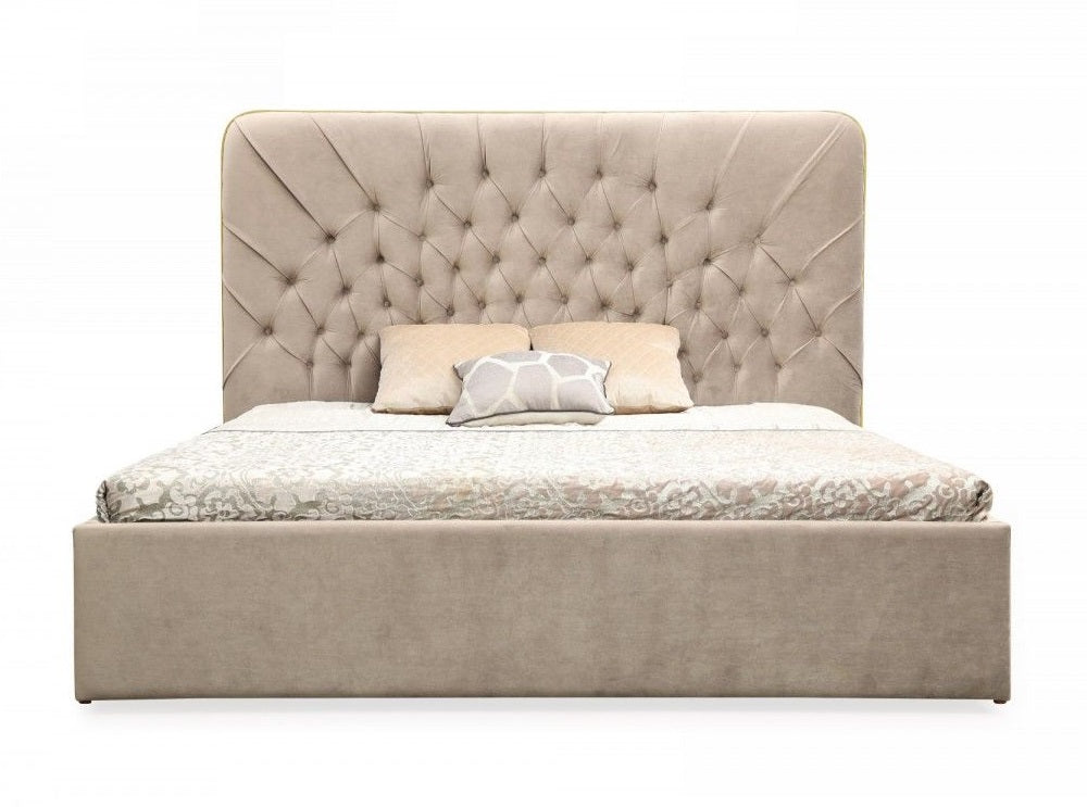 Modrest Moontide Glam Beige Velvet And Brushed Brass Bed Model VGVCBD1922-19-BED