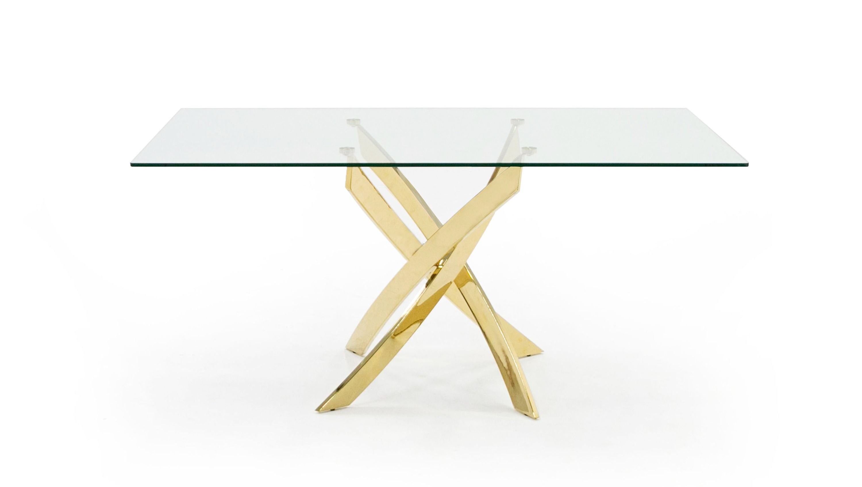 Modrest Pyrite Modern Glass And Gold Dining Table Model VGEW-2133EE-G