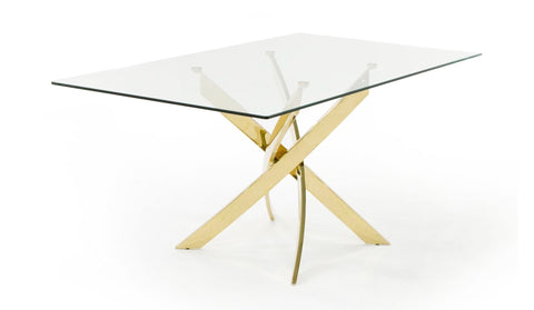Modrest Pyrite Modern Glass And Gold Dining Table Model VGEW-2133EE-G