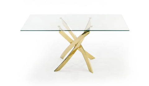Modrest Pyrite Modern Glass And Gold Dining Table Model VGEW-2133EE-G