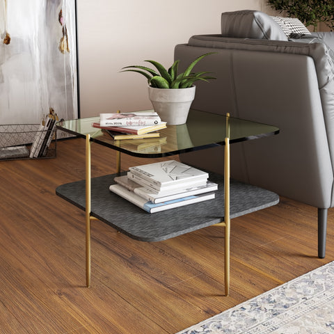 Modrest Cari Glam Gold & Glass End Table Model VGODLZ-247E-GOLD-ET