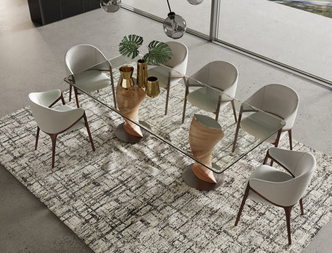 Modrest Cleveland Contemporary Glass And Walnut Dining Table Model VGCS-DT-16152