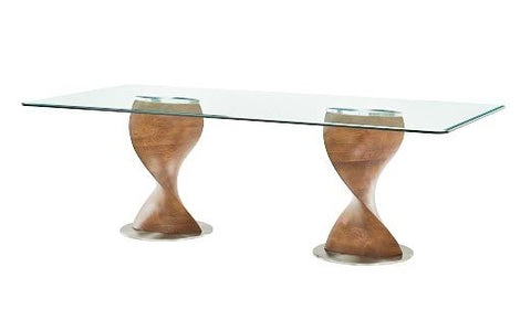 Modrest Cleveland Contemporary Glass And Walnut Dining Table Model VGCS-DT-16152