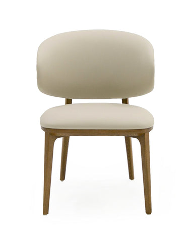 Modrest Chance Contemporary Cream Fabric and Brown Leatherette Walnut Dining Chair By VIG Furniture