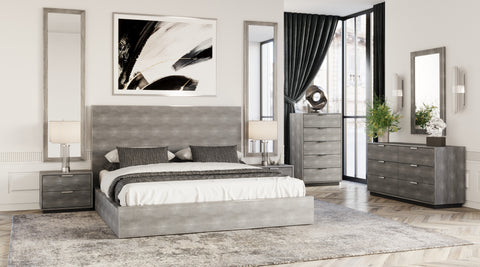 Modrest Dynasty Eastern King Modern Shagreen Bedroom Set  Model VGVCBD2108-XGRY-BED-SET-2