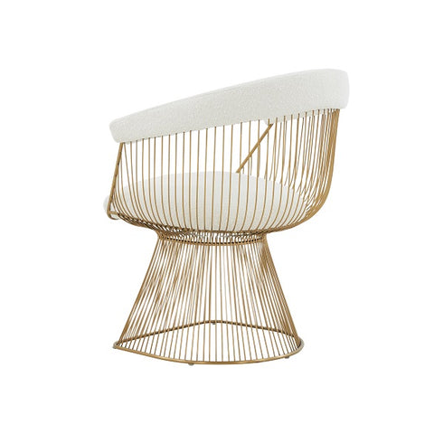 Modrest Chandler Modern White Shepra and Matte Gold Dining Chair By VIG Furniture