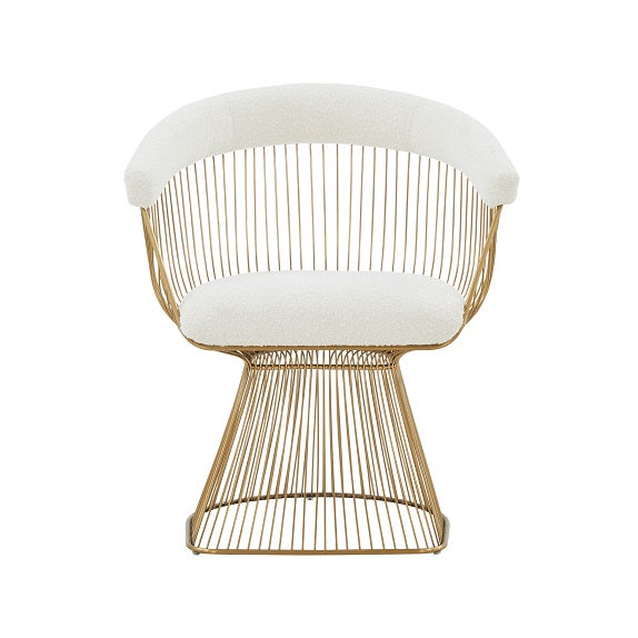 Modrest Chandler Modern White Sherpa And Matte Gold Dining Chair Model VGRH-AC-258-WG-DC