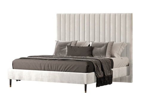 Modrest Hemlock Contemporary White Fabric Bed Model VGKK-B606-WHT-BED-C