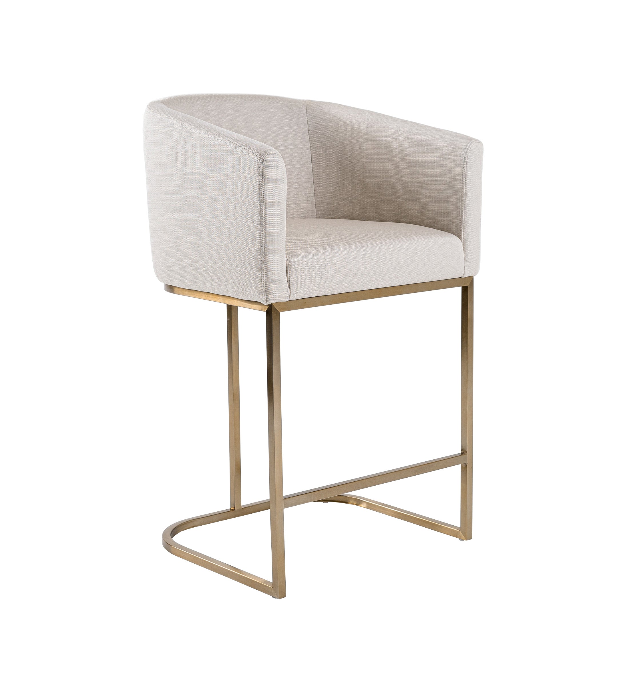 Modrest Yukon Modern Off White Fabric & Brushed Brass Counter Chair Model VGVC-B8362B-CC