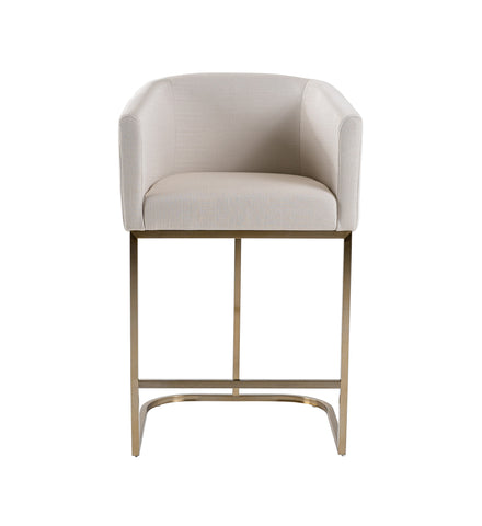 Modrest Yukon Modern Off White Fabric & Brushed Brass Counter Chair Model VGVC-B8362B-CC