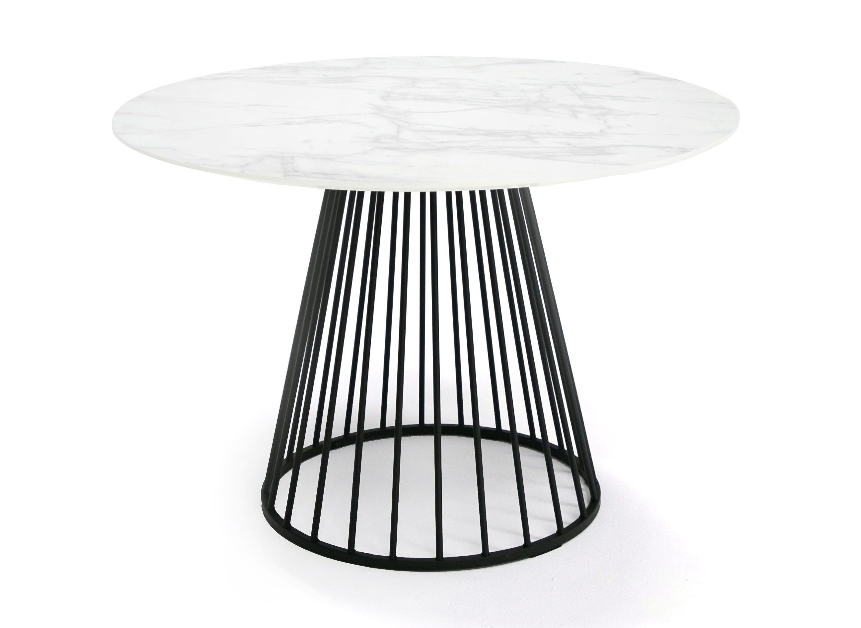 Modrest Holly Modern Round White And Black Dining Table Model VGFH-257012-WB-DT