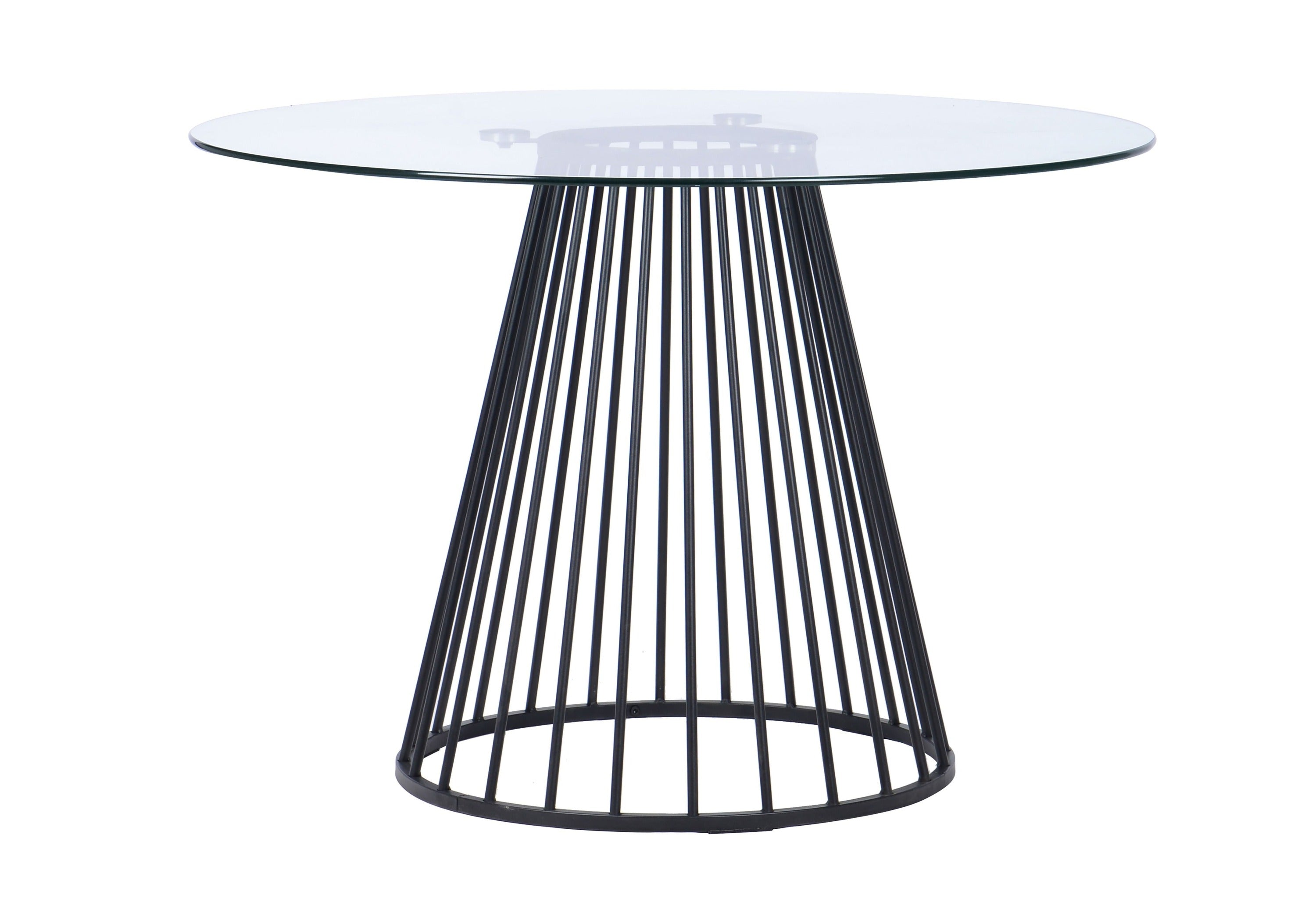 Modrest Holly Modern Round Clear Glass And Black Dining Table Model VGFH-257012-CB-DT