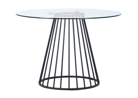 Modrest Holly Modern Round Clear Glass And Black Dining Table Model VGFH-257012-CB-DT