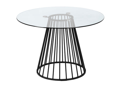 Modrest Holly Modern Round Clear Glass And Black Dining Table Model VGFH-257012-CB-DT