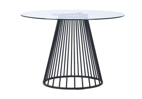 Modrest Holly Modern Round Clear Glass And Black Dining Table Model VGFH-257012-CB-DT