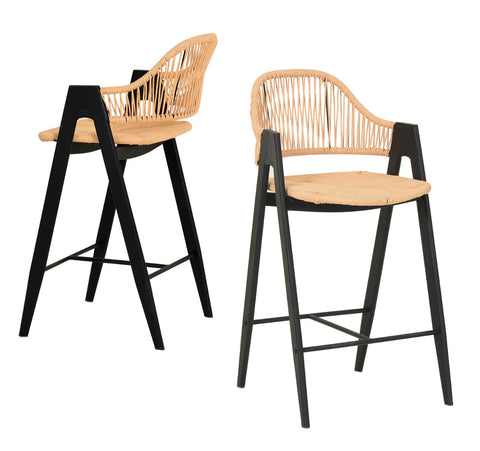 Modrest Gayle Modern Rattan Counter Stool Set Of 2 Model VGFH-0139710-RB-BS
