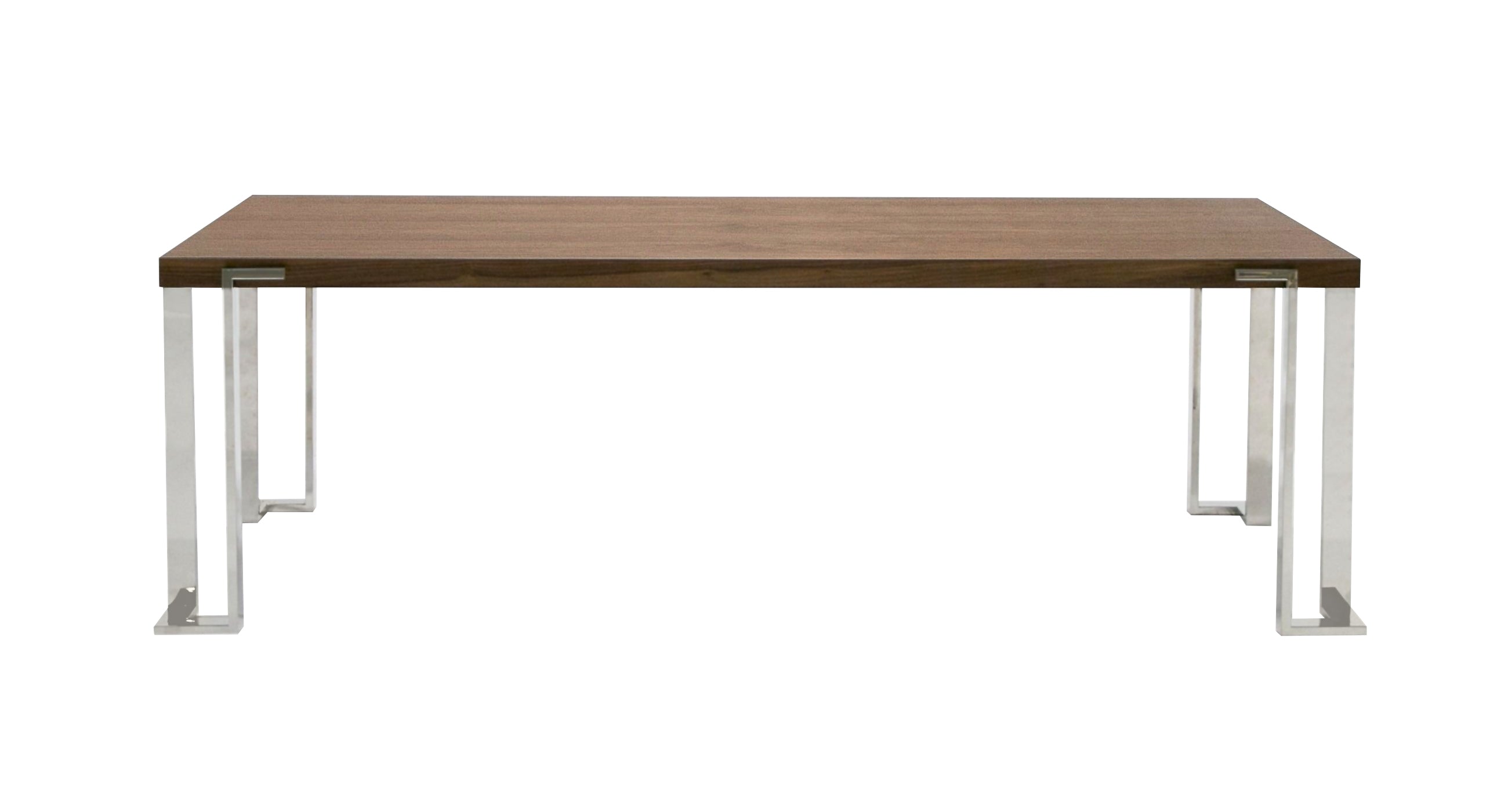 Modrest Heloise Modern Walnut & Stainless Steel Dining Table Model VGBB-MI1502A-WAL-DT