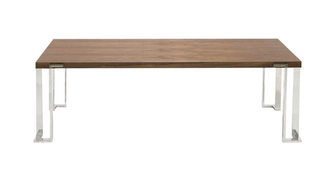 Modrest Heloise Modern Walnut & Stainless Steel Dining Table Model VGBB-MI1502A-WAL-DT