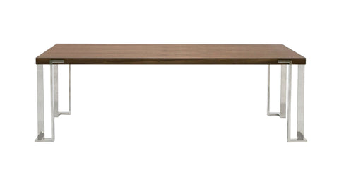Modrest Heloise Modern Walnut & Stainless Steel Dining Table Model VGBB-MI1502A-WAL-DT