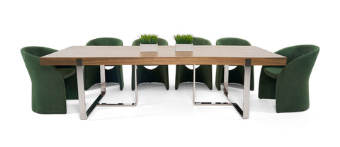 Modrest Pauline Modern Walnut And Stainless Steel Dining Table Model VGBB-MI2203T-WAL-DT