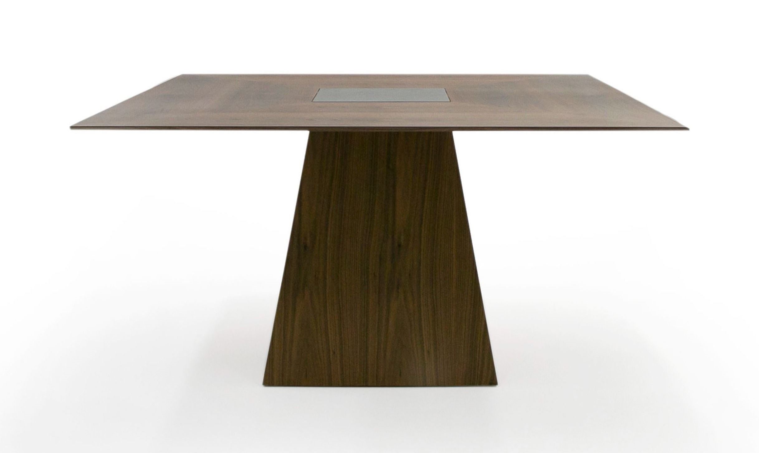 Modrest Cora Modern Walnut And Black Tempered Glass Dining Table Model VGBB-MI1412-WAL-DT