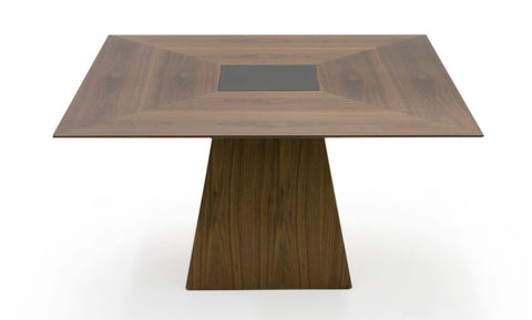 Modrest Cora Modern Walnut And Black Tempered Glass Dining Table Model VGBB-MI1412-WAL-DT