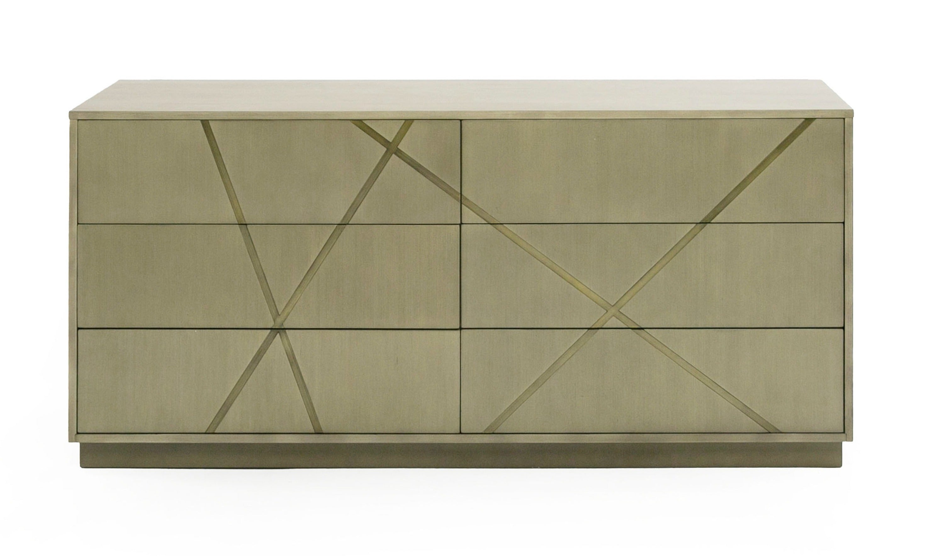 Modrest Nixa Modern Wide Birch & Brushed Bronze Dresser Model VGVC-J1909-D-L-BIR