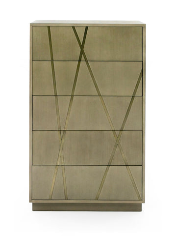 Modrest Nixa Modern Wide Birch & Brushed Bronze Chest Model VGVC-J1909-5H-L-BIR