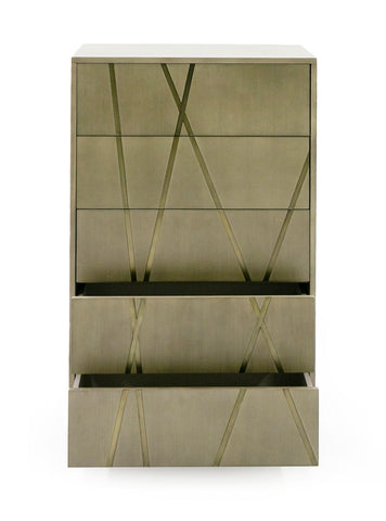 Modrest Nixa Modern Wide Birch & Brushed Bronze Chest Model VGVC-J1909-5H-L-BIR