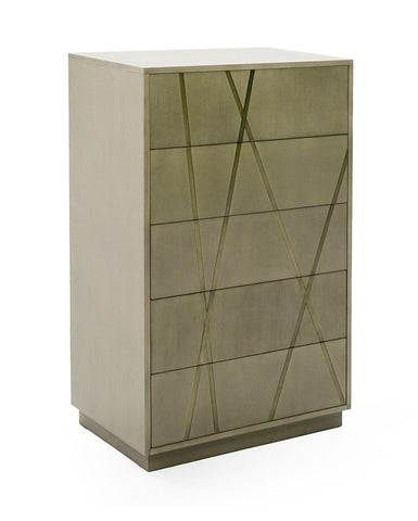 Modrest Nixa Modern Wide Birch & Brushed Bronze Chest Model VGVC-J1909-5H-L-BIR