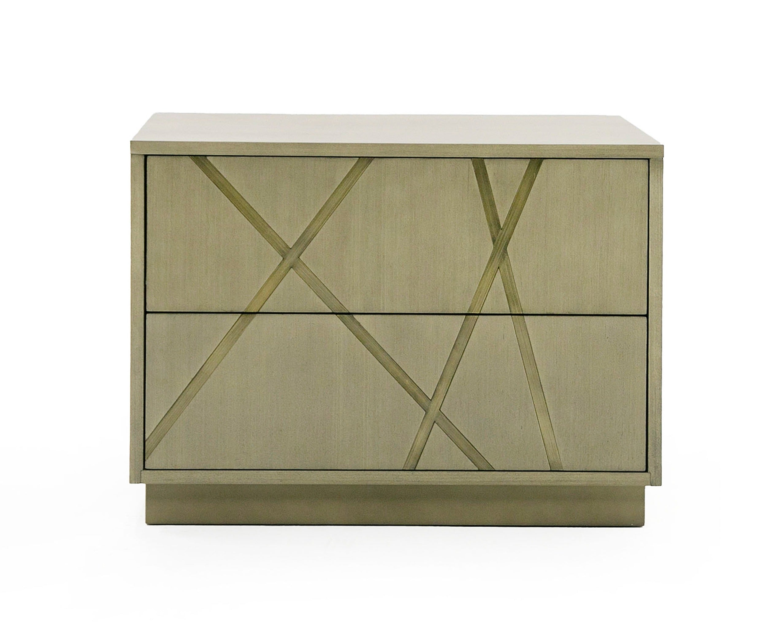 Modrest Nixa Modern Wide Birch & Brushed Bronze Nightstand Model VGVC-N1909-L-BIR