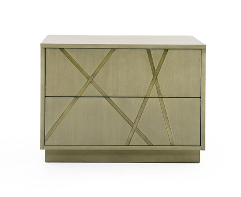 Modrest Nixa Modern Wide Birch & Brushed Bronze Nightstand Model VGVC-N1909-L-BIR