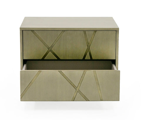 Modrest Nixa Modern Wide Birch & Brushed Bronze Nightstand Model VGVC-N1909-L-BIR