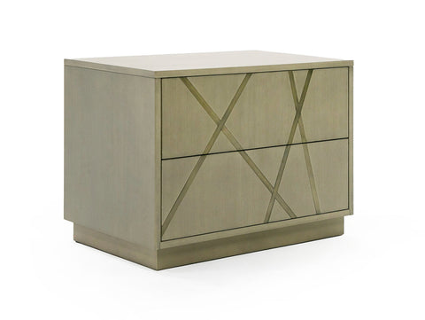 Modrest Nixa Modern Wide Birch & Brushed Bronze Nightstand Model VGVC-N1909-L-BIR