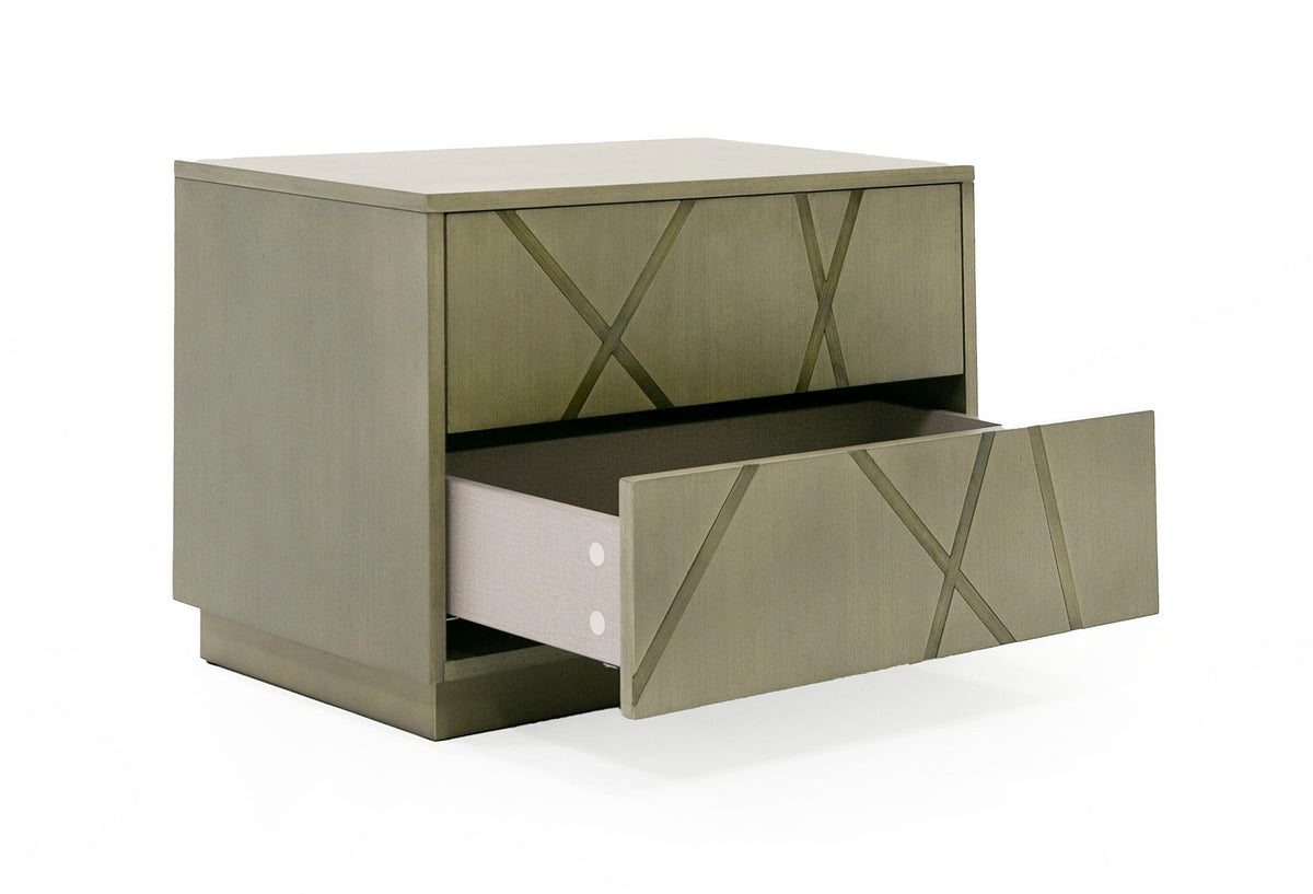 Modrest Nixa Modern Wide Birch & Brushed Bronze Nightstand Model VGVC-N1909-L-BIR