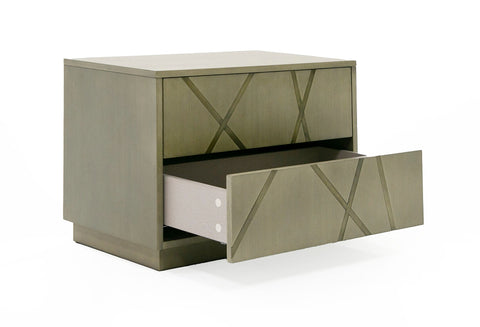 Modrest Nixa Modern Wide Birch & Brushed Bronze Nightstand Model VGVC-N1909-L-BIR