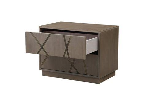 Modrest Nixa Modern Beige Velvet & Brushed Bronze & Birch Bedroom Set Model VGVC-BD1909-SET-BGE