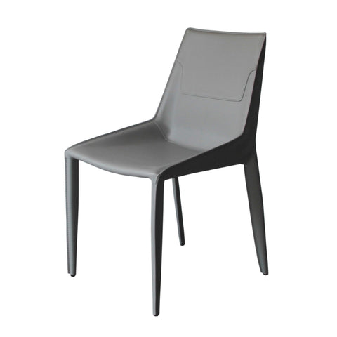 Modrest Halo Modern Light Grey Saddle Leather Dining Chair Set of Two By VIG Furniture