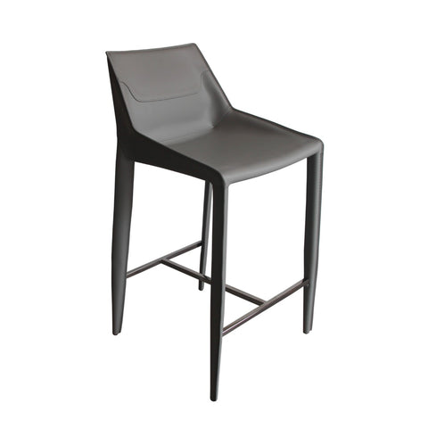 Modrest Halo Modern Light Grey Saddle Leather Counter Stool Model VGYF-BS1113-LTGR-CS