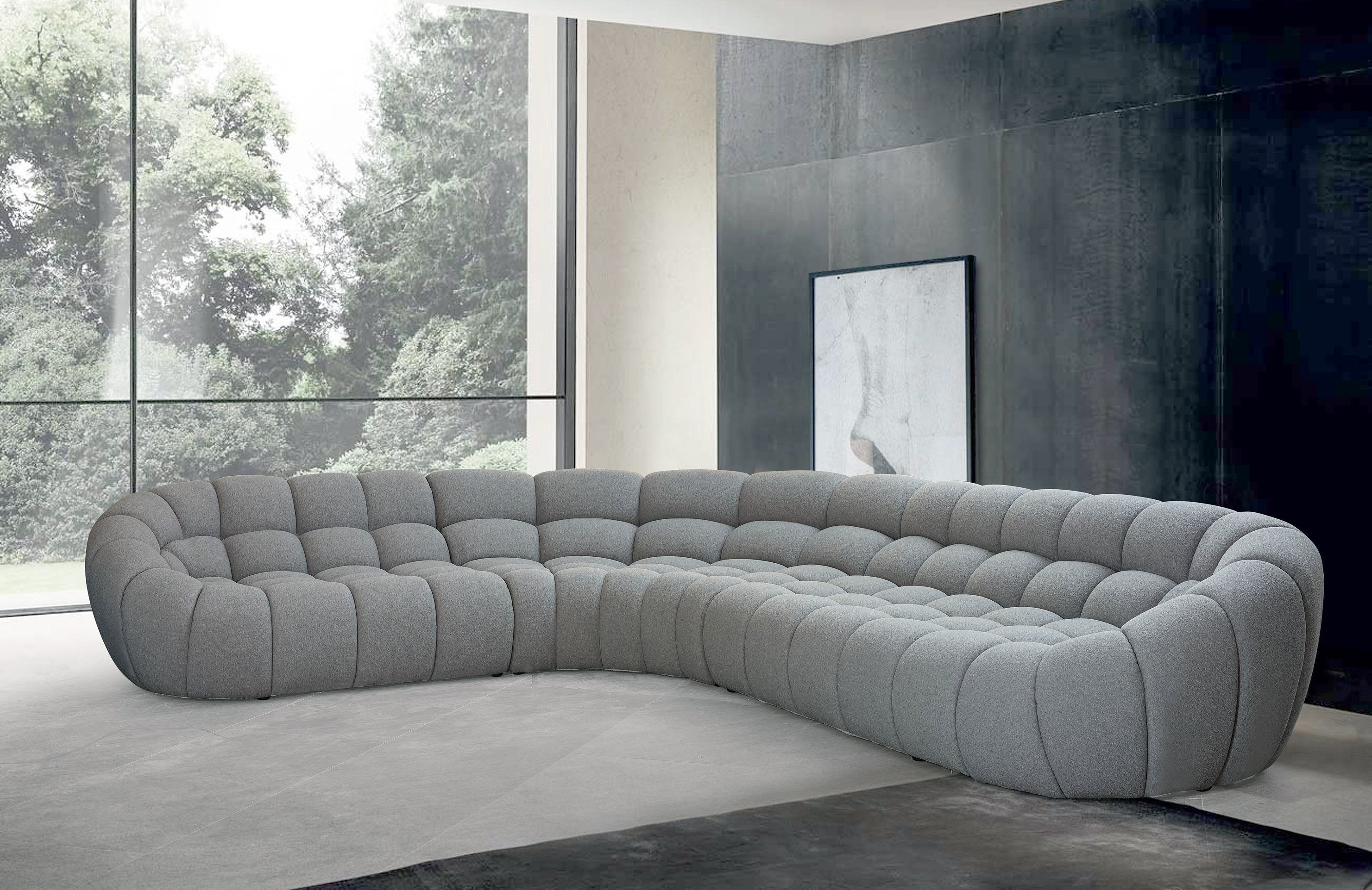 Divani Casa Yolonda Modern Light Grey Curved Sectional Sofa Model VGEV-2126B-LGRY-SECT