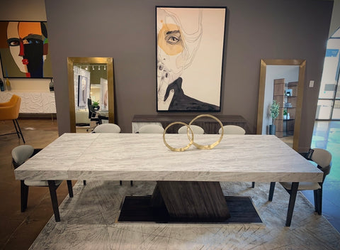 Nova Domus Cairo Italian Modern Faux Marble & Pecan Elm Extendable Dining Table Model VGACCAIRO-TBL