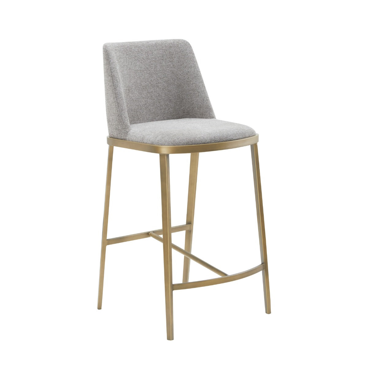 Modrest Brent Contemporary Light Grey Fabric & Brass Counter Stool  Model VGGA-6602CH-C-LG-CST
