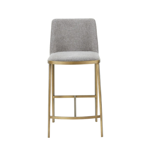 Modrest Brent Contemporary Light Grey Fabric & Brass Counter Stool  Model VGGA-6602CH-C-LG-CST
