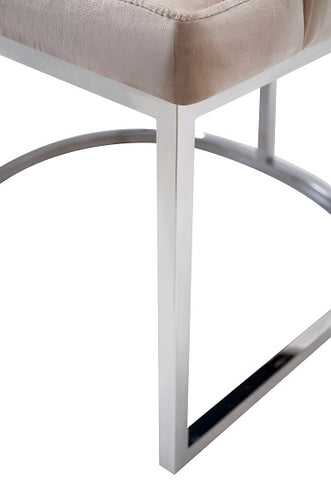 Modrest Daria Modern Beige Velvet And Stainless Steel Dining Chair Set Of 2  Model VGZA-Y632-BG-DC