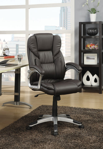Coaster Kaffir Adjustable Height Office Chair Dark Brown and Silver Model 800045